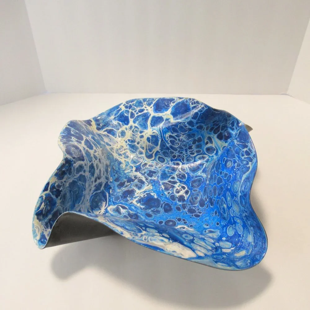 Acrylic Flow painted Record Bowl